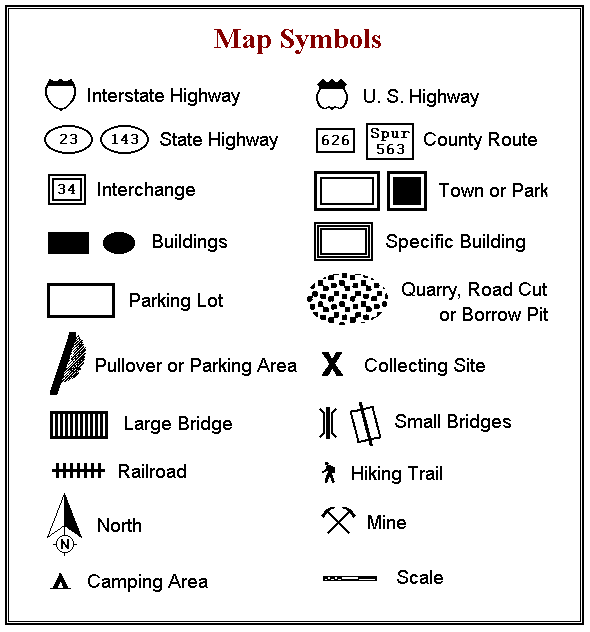 road map legend symbols